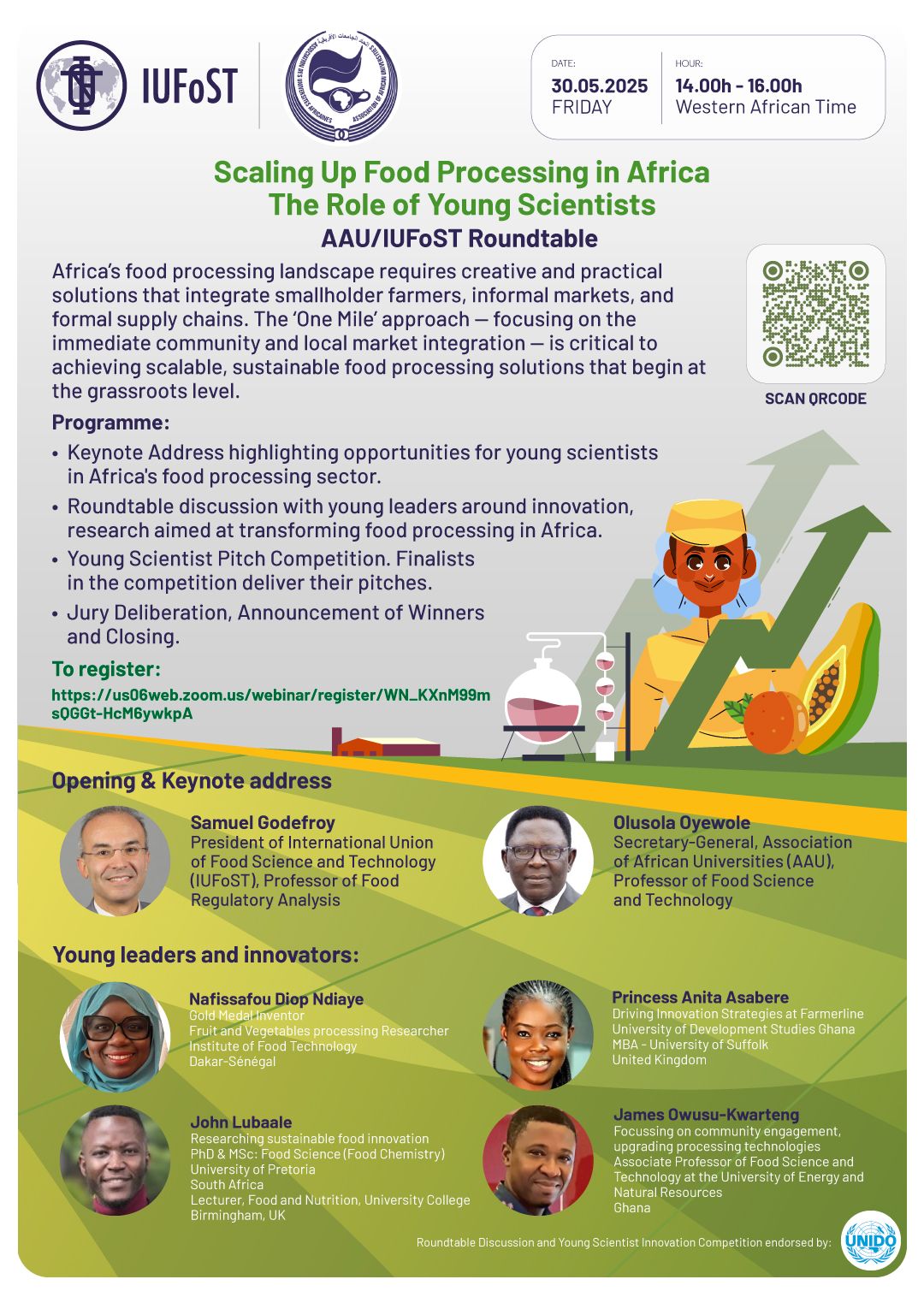 Register to Participate -AAU/IUFoST Roundtable Discussion on Scaling Up Food Processing in Africa – The Role of Young Scientists
